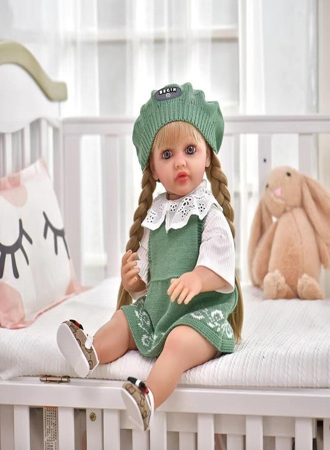 GORMERY 22" Inch Realistic Sound & Activities! Lifelike Full Silicone Body Reborn Baby Girl Doll Toy Princess Toddler Bebe with Brown Long Hair - Multicolor - Image 2
